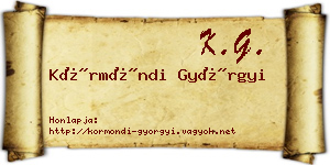 Körmöndi Györgyi névjegykártya